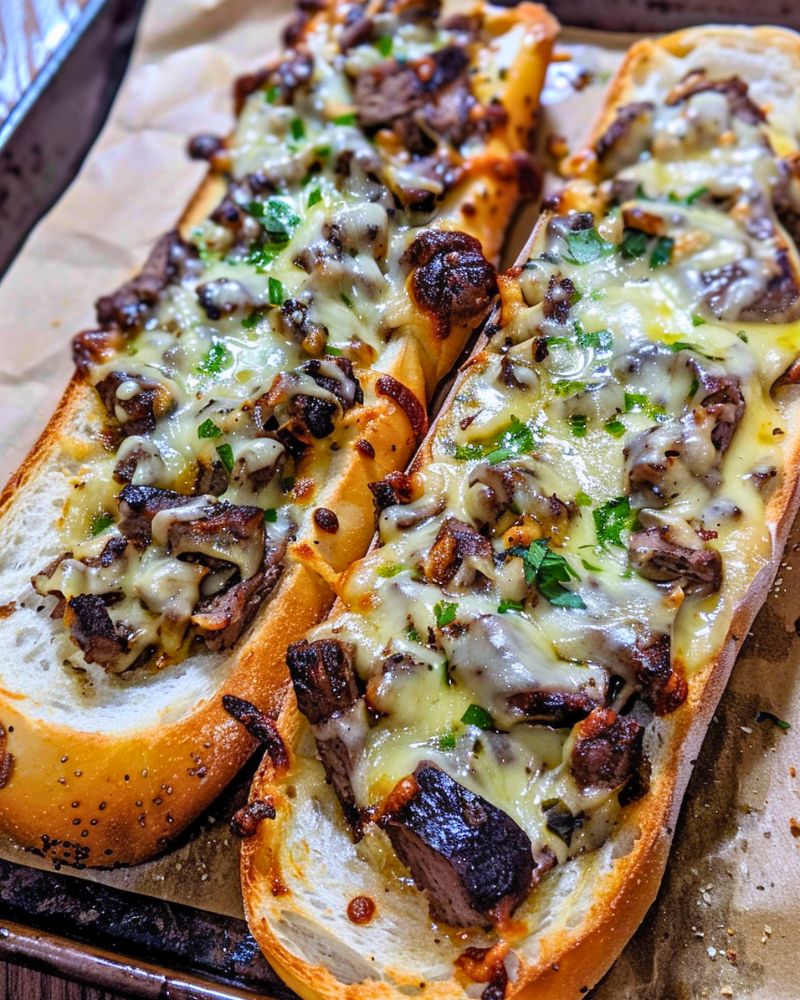 Philly Cheesesteak Garlic Bread
