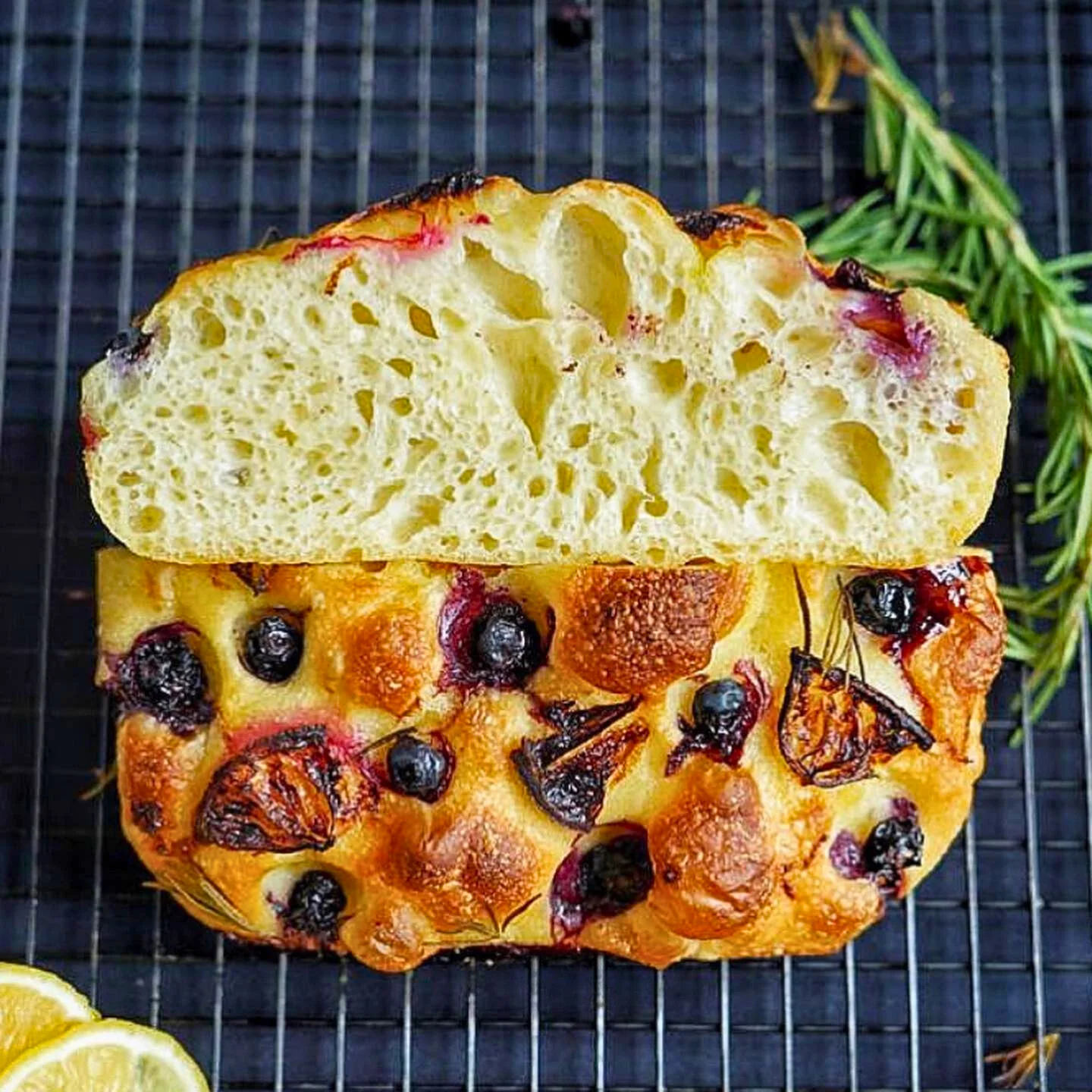Easy Blueberry Lemon Focaccia Recipe | Homemade Italian Bread with Rosemary