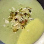 Creamy Broccoli and Blue Cheese Soup with Crispy Broccoli Croutons