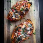 Ground Turkey Stuffed Sweet Potatoes with Spinach and Cheese