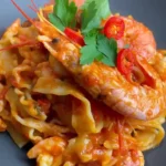 Spicy Garlic Prawn Mafalde Pasta in Tomato Sauce