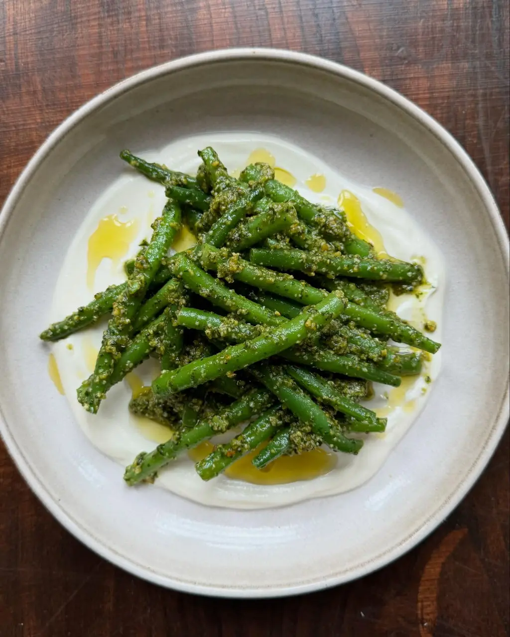 Bright Pistachio Pesto French Beans with Crème Fraîche — Easy Spring Side Dish (Vegetarian, Quick, Fresh)