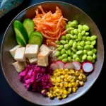 Vibrant Vegan Miso Grain Bowl with Brown Basmati, Baked Tofu & Sesame-Ginger Dressing