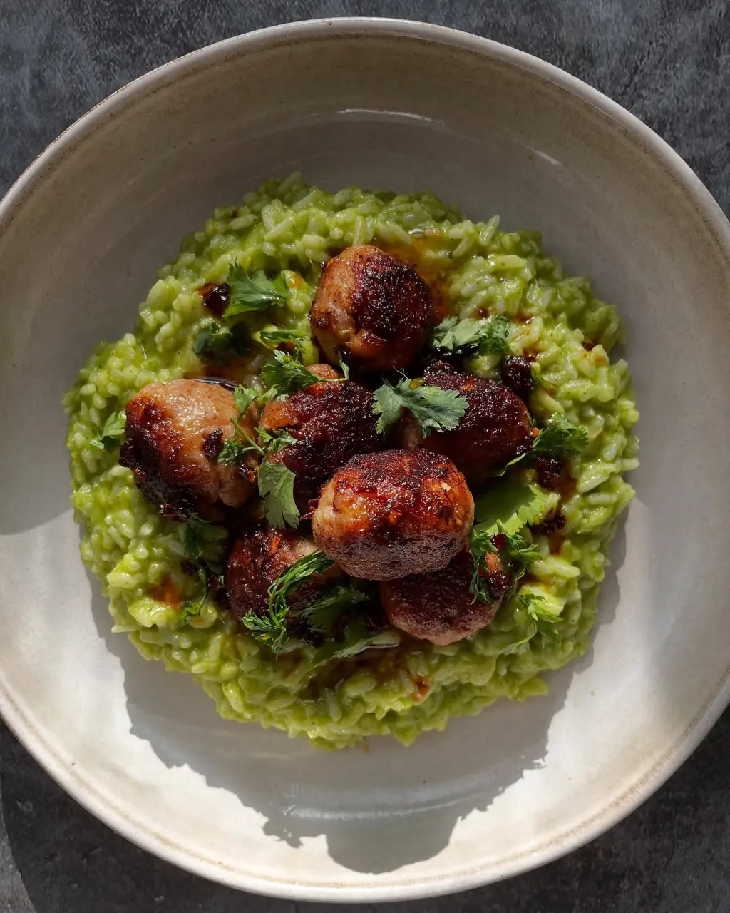 Fragrant Garlic-Chili Chicken Meatballs with Coriander-Ginger Rice — Quick Weeknight Dinner