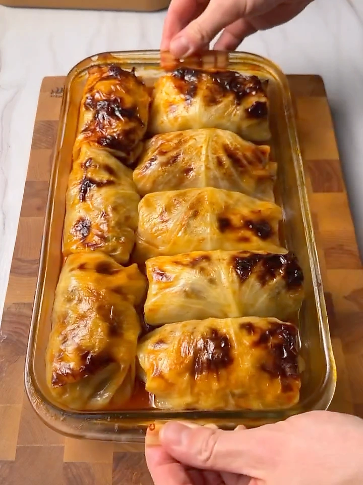 Easy Baked Stuffed Beef Cabbage Rolls with Sweet Tomato Sauce